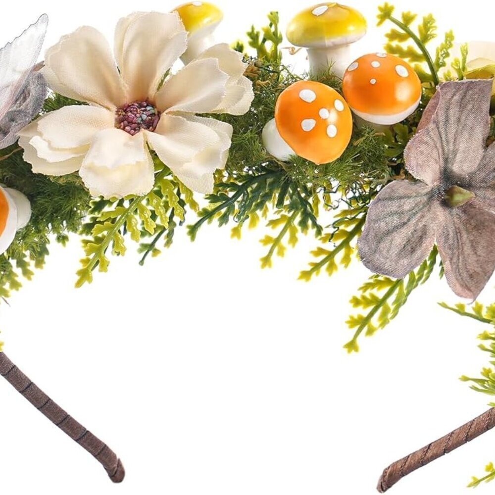 Fantasy Flower Butterfly Mushroom Crown - Renfaire Fairy Headband Elf Woodland H